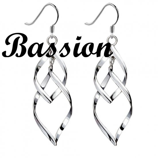 Bassion Bassion Women's Classic Double Linear Loops Design Silver Earrings - Click Image to Close