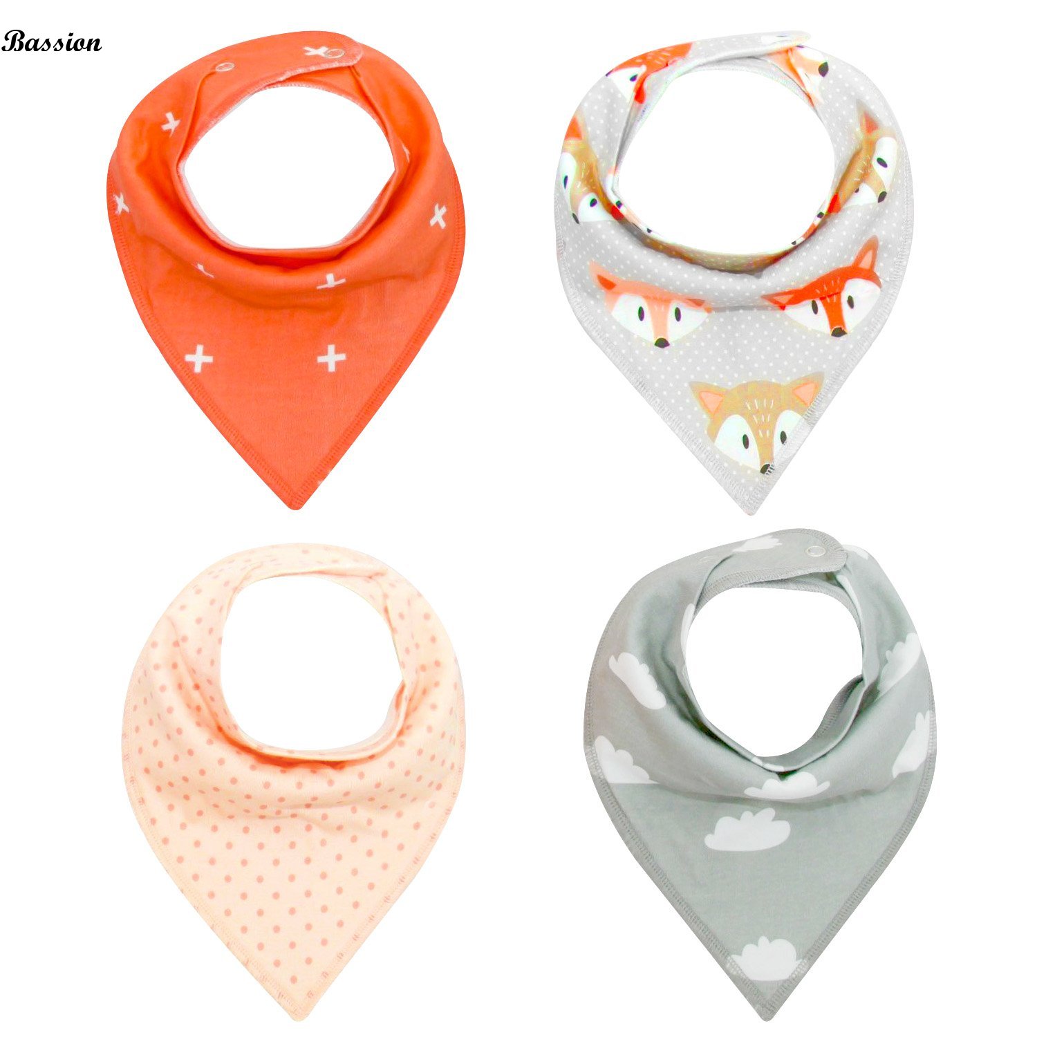Bassion 4 Pack Baby Bibs Baby Bandana Bib Baby Drool Bibs